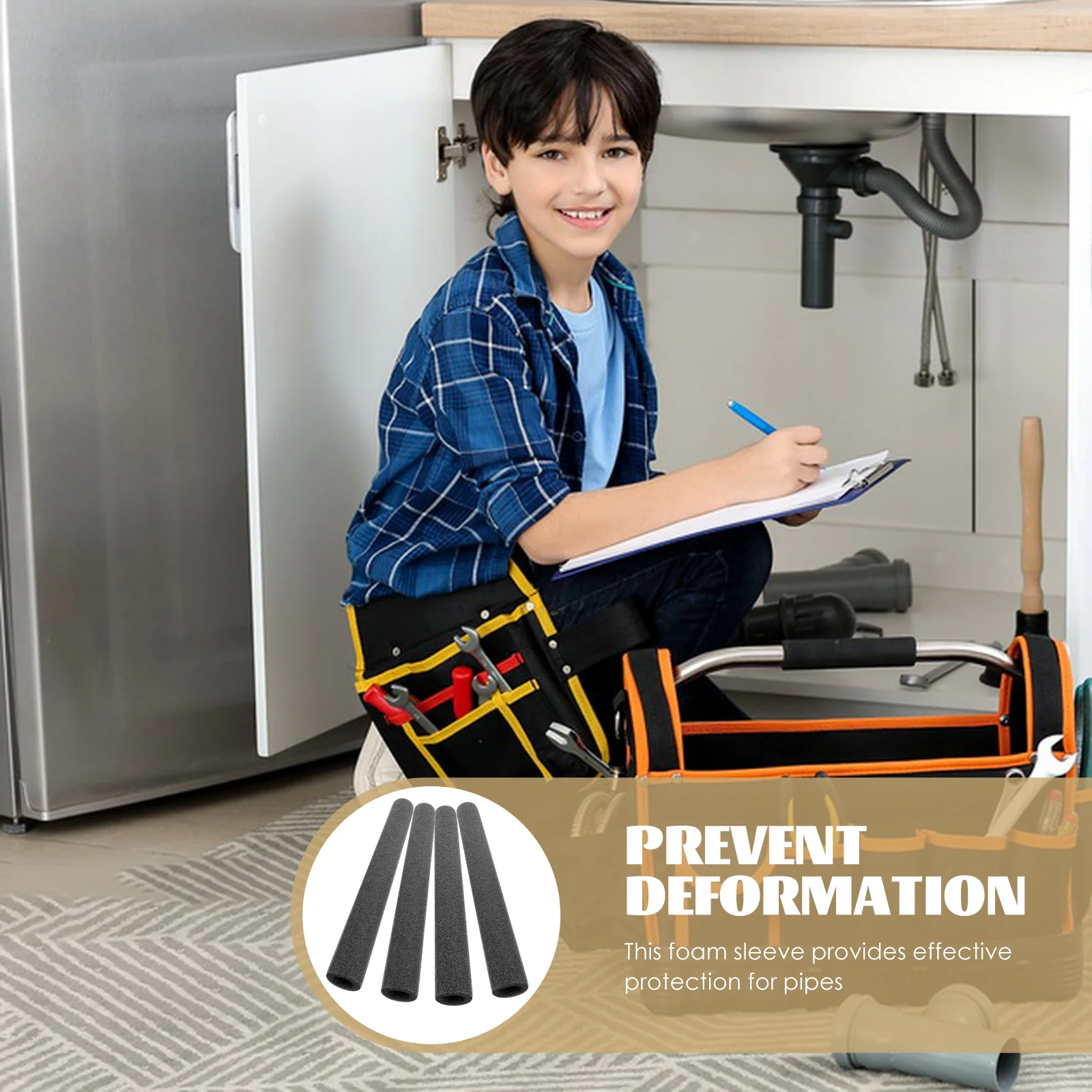 

4pcs 40cm Insulation Foam Tube Pipe Protective Sleeves White Anti Collision Plumbing Tubes Efficient Warmth Kitchen