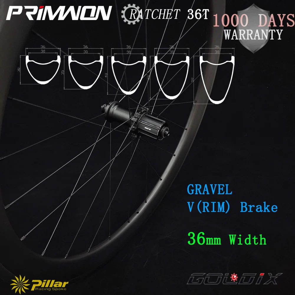

Ultralight Goldix R370 Sraight Pull 36mm Width Gravel 700C Road Bike Wheelset Carbon Bicycle Wheels Clincher Asymmetry Symmetry