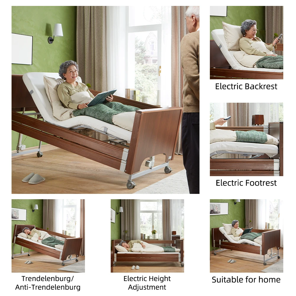 Tecforcare Have Germany Warehouse home care bed for the elderly electric nursing home bed wood bed Hospital bedroom furniture