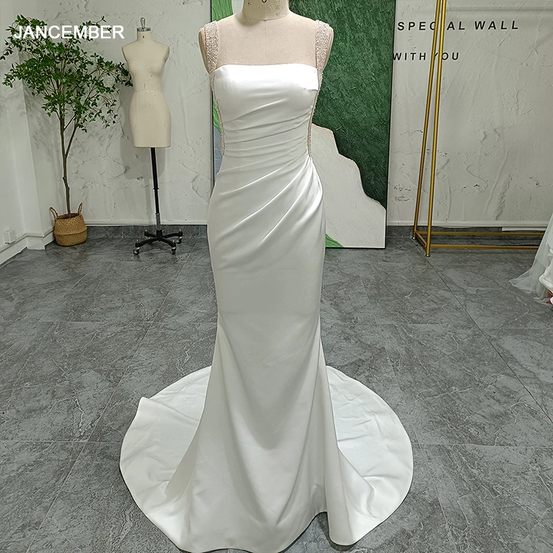 Luxury A-line Wedding Dress Strapless Train Sexy Backless Bride Gown Lace Sleeveless Vestidos De Noiva Customized LSSG102
