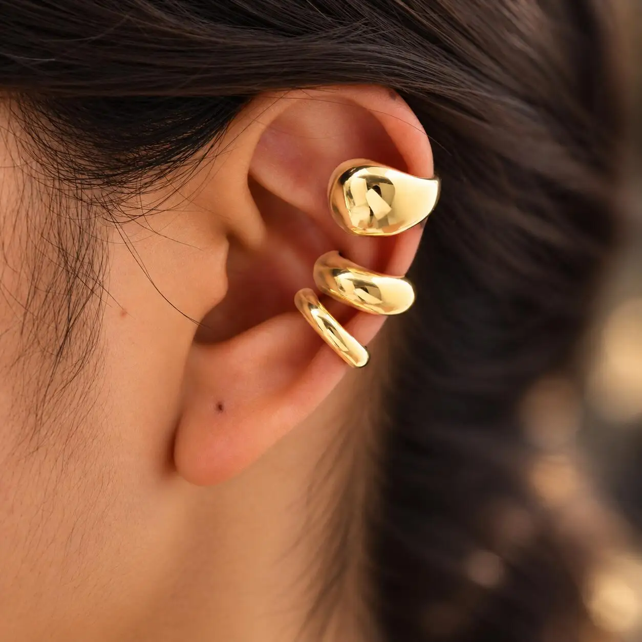 Thick Ear Cuff Earrings, Non-piercing Clip On Cartilage Earrin Stainless Steel, Fake Helix Cartilage Jewelry For Women One Piece