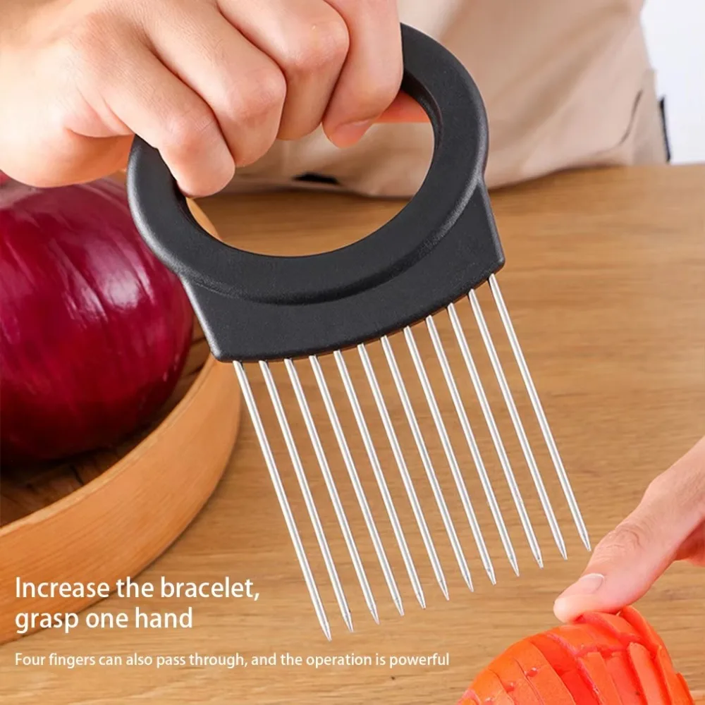 Multifunction Onion Holder for Slicing with Aid Holder Kitchen Chopper Easy Slicer Chopper Onion Needle Slicing Assistant Tool