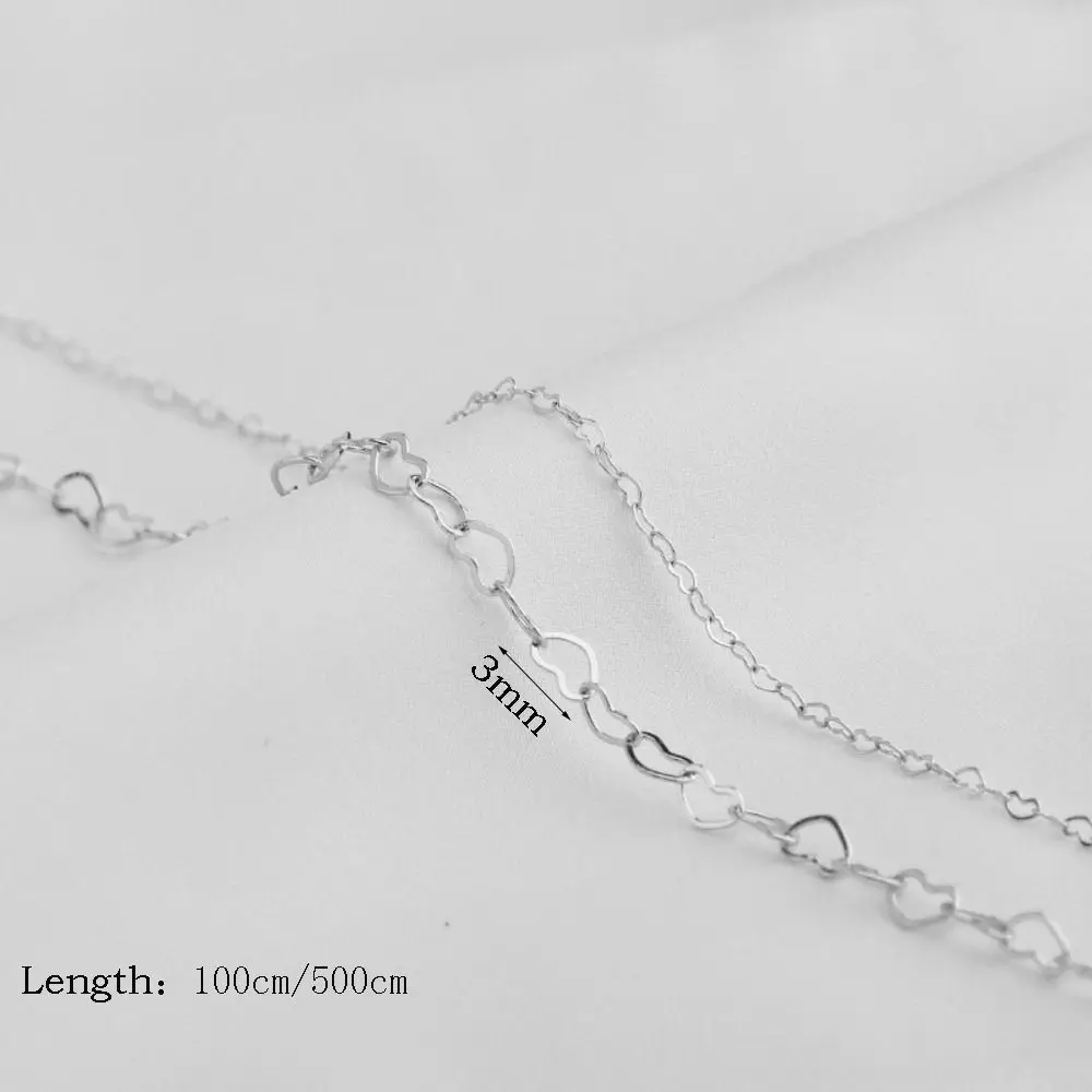 1 Meter/5 Meters Length Love Heart Chain 3mm Width Copper Chain Findings Heart Shape Copper Links Chain DIY Jewelry Making view 6