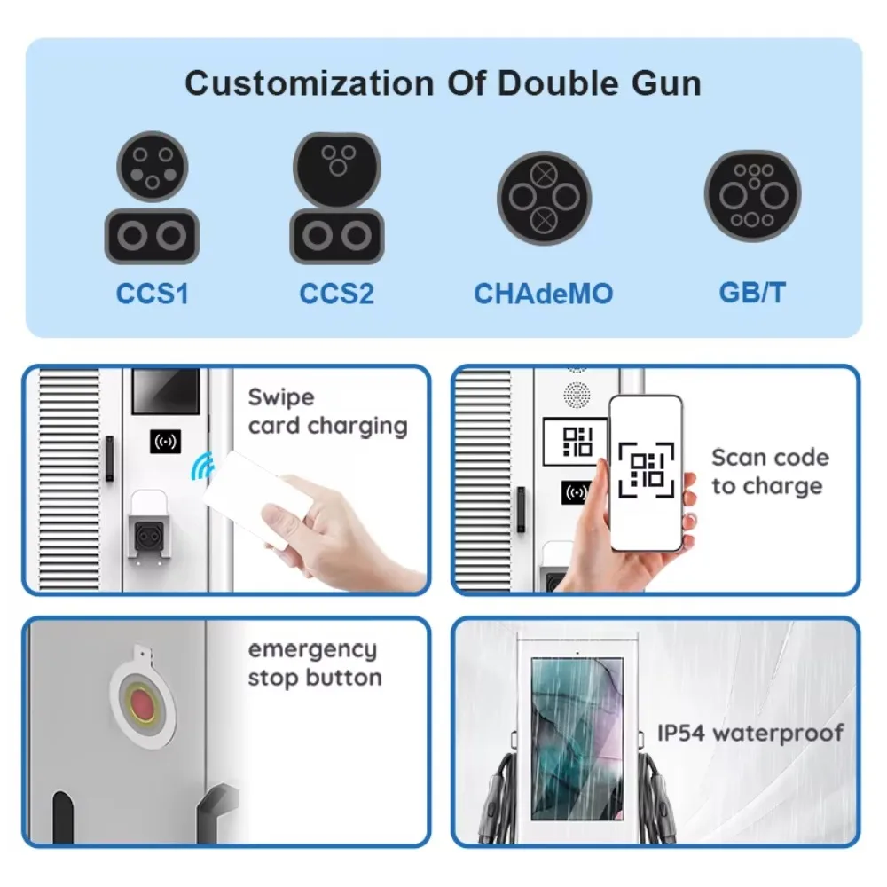 IP54 60-240kw CCS1 CCS2 GBT Fast Car  EV Dc Charger For Electric Vehicle Charging Station