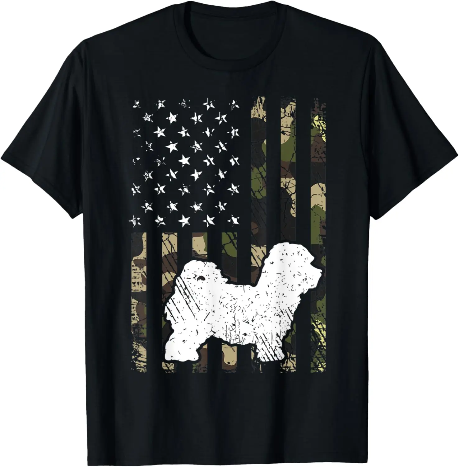 Maltipoo Dog Dad Mom Camouflage USA Flag T-Shirt