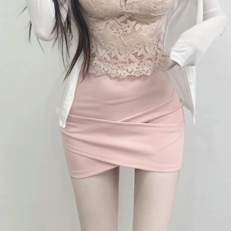 

Faionable Comfortable Trendy New All-Match Milk White Sexy Slim Cross High Waist Wrap Body f-length Skirt ort Skirt O-...