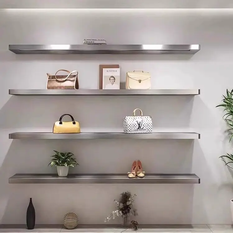 Clothing store, shoe store, bag display rack, stainless steel wall, multi-layer shoe cabinet display rack, live broadcast room