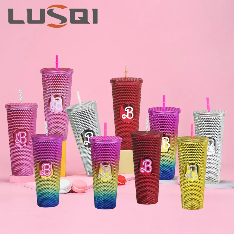 LUSQI Creativity Water Bottle Durian Cup With Straw Portable Large Capacity Mug Leak Proof Plastic Coffee Water Bottle