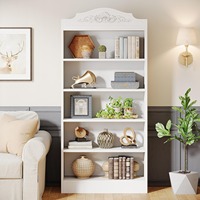 73 Inch Tall Bookcase, 5-Shelf White Library Bookshelf with Storage Shelves, Storage Etagere for Bedroom/Living Room/Home (1)