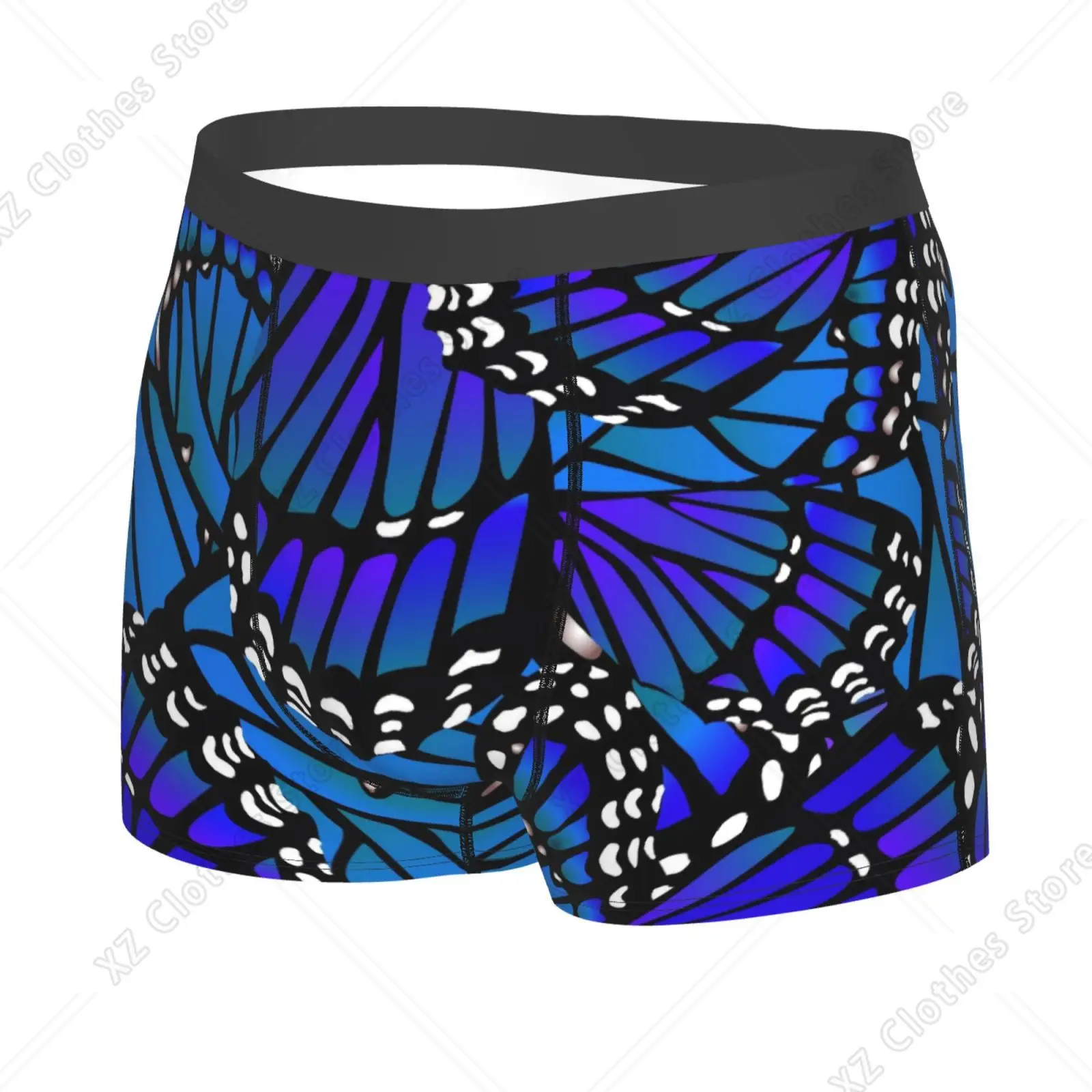 Blue Butterfly Pattern Print Men Underwear Boxers Men's Novelty Underpant Breathable Printed Male Underpants Man Boxer Briefs