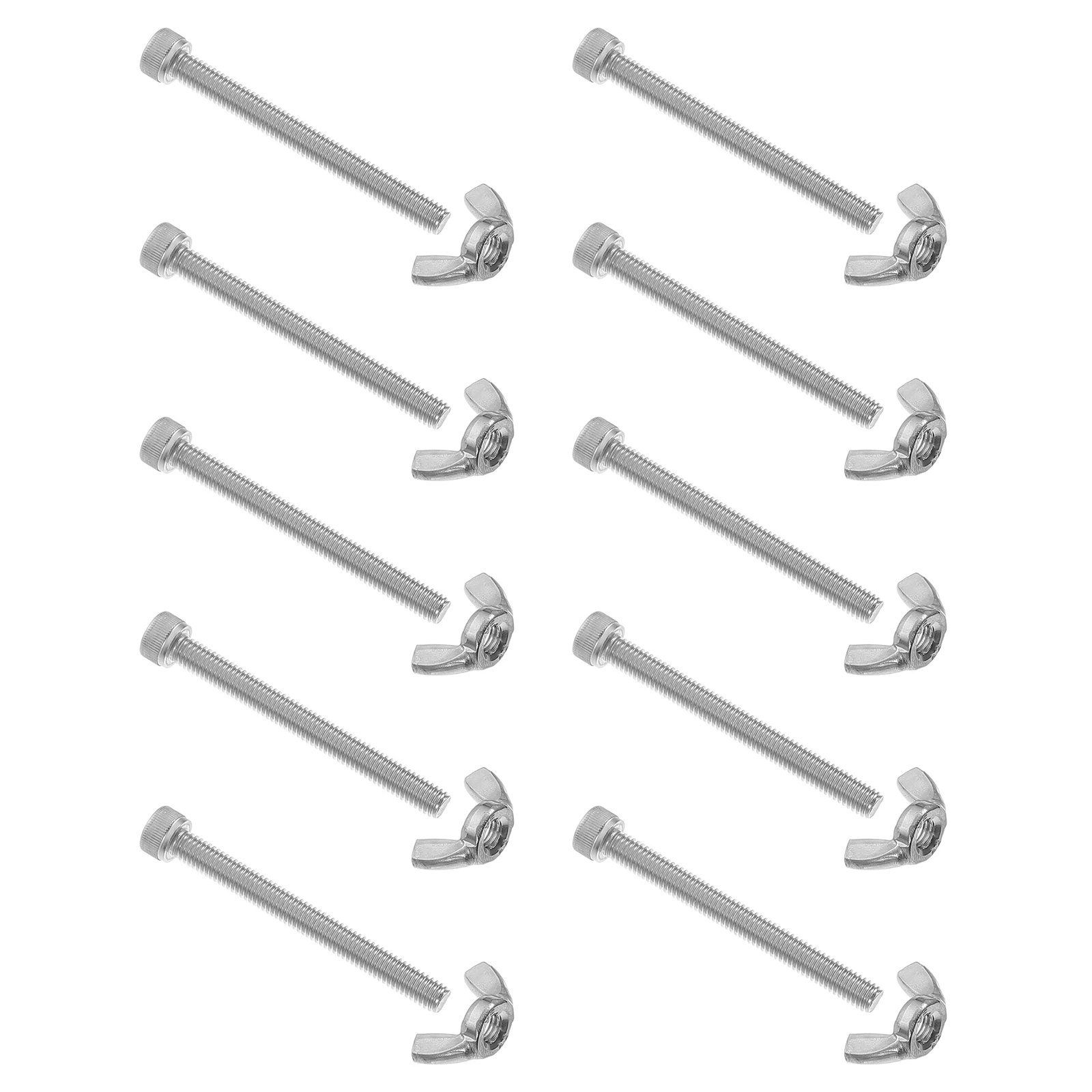 

10 Pairs Stainless Steel Butterfly Nut Screw Bolts Machine Screws Fastener Kit Heavy Duty Home Office Factory