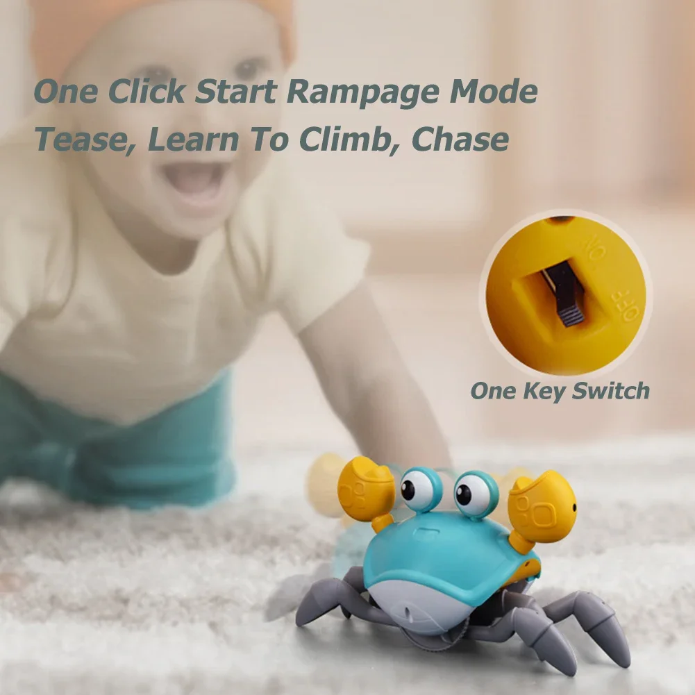 Mascotas electrónicas en movimiento, juguete para bebés, cangrejo, pulpo, cangrejo para gatear, juguete de pulpo para niños, cangrejo de baile de inducción con música LED para niños