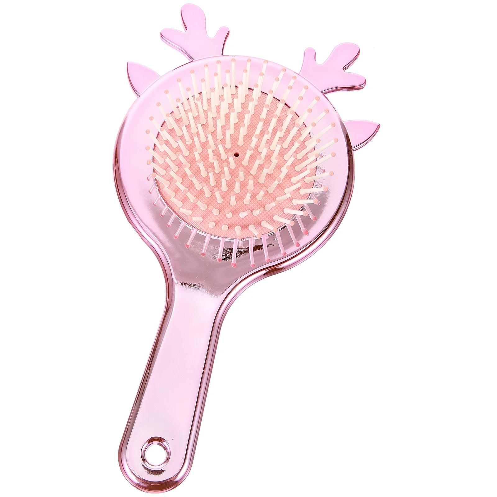 

Brush Electroplated Rose Pink Lucky Antler Styling Comb Curly Hair Massage Scalp Detangling Paddle Cartoon Women