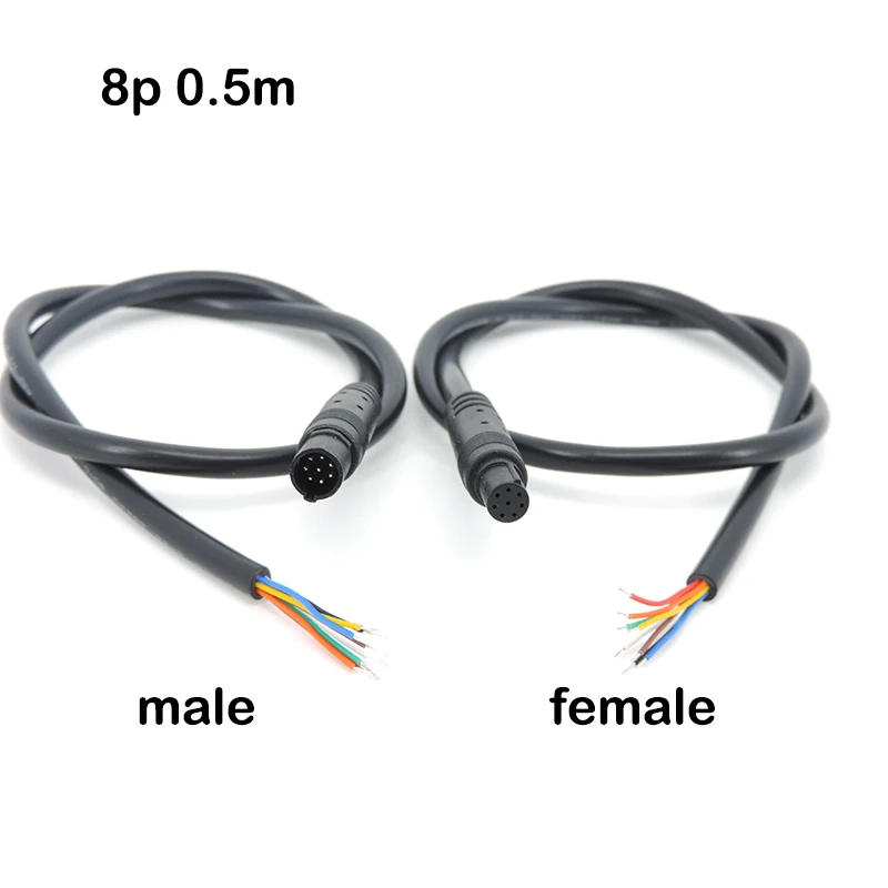 1m 2m 8 pin core Male to Female Cord Car Rear View vehicle DVR Camera  Reverse connector Cable cord HD Monitor extend Wire