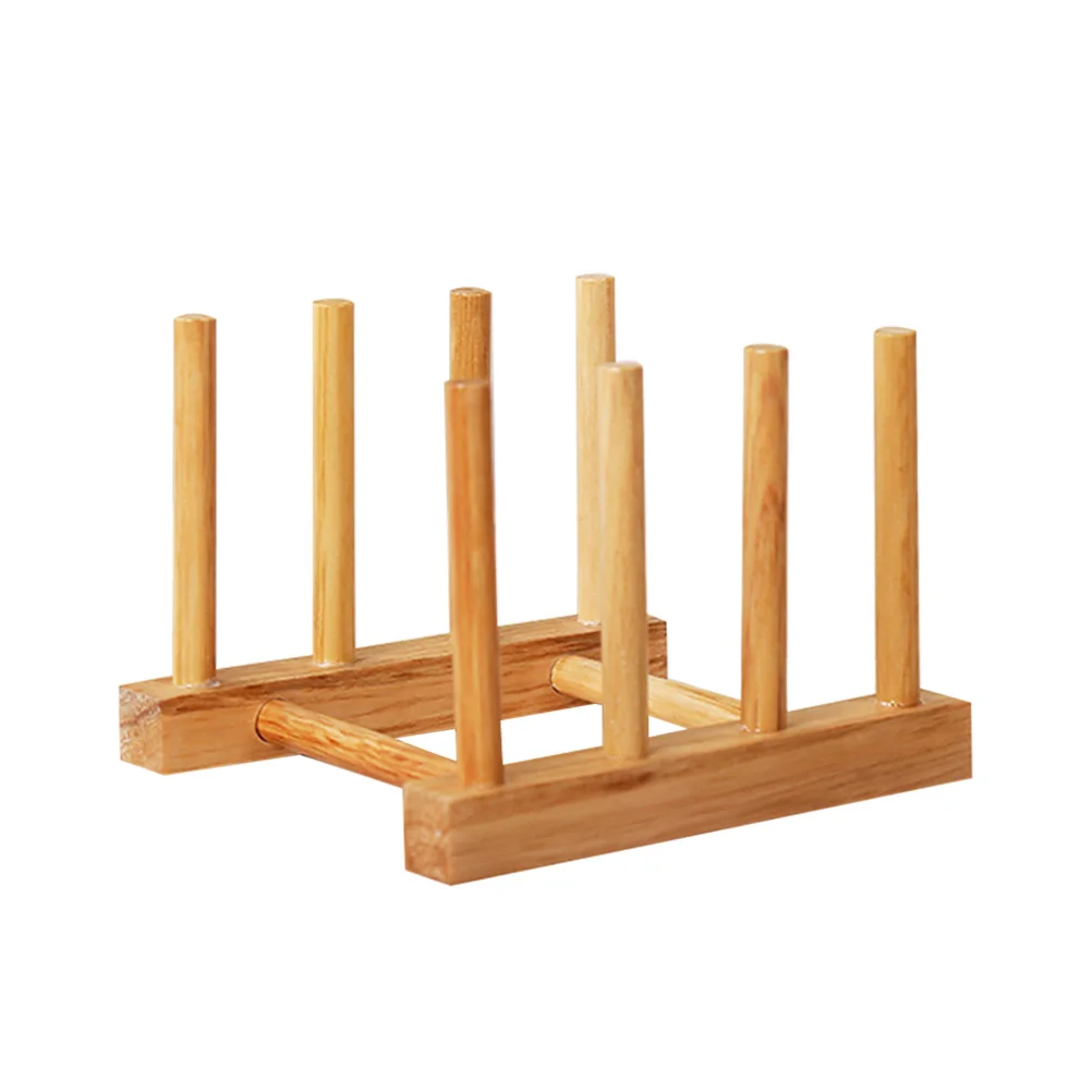 Solid Wood Drain Rack Bamboo Dish Rack with Multi-Compartment Drying Drainer for Plates Bowls Cups Storage Kitchen Cabinet