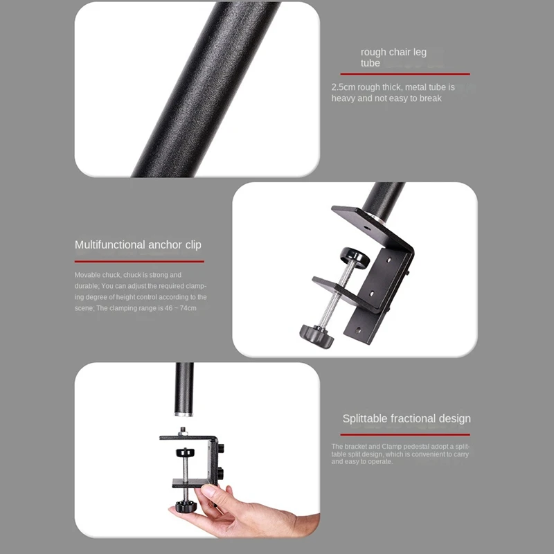 C Clamp Tripod Desktop Light Stand&1/4 Inch Adjustable Tabletop Bracket Stand For Camera,Ring Light