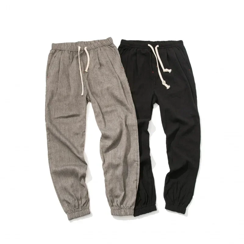 

Men's Cotton Linen Pant Learm Pants Leggings 2024 Japanese Slacks Plus Size Chinese Style Bloomers Men's Linen Pants