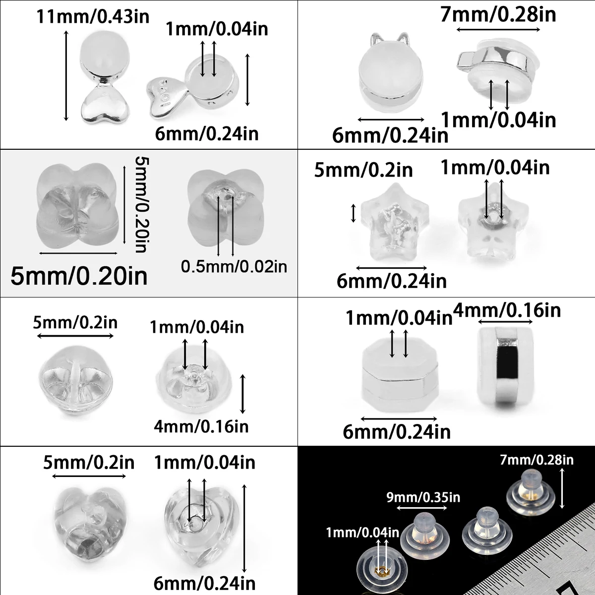 2-500pcs Silicone Earring Back Silicone Round Ear Plug Blocked Caps Earrings Back Stoppers For DIY Parts Jewelry Findings Making - view 5