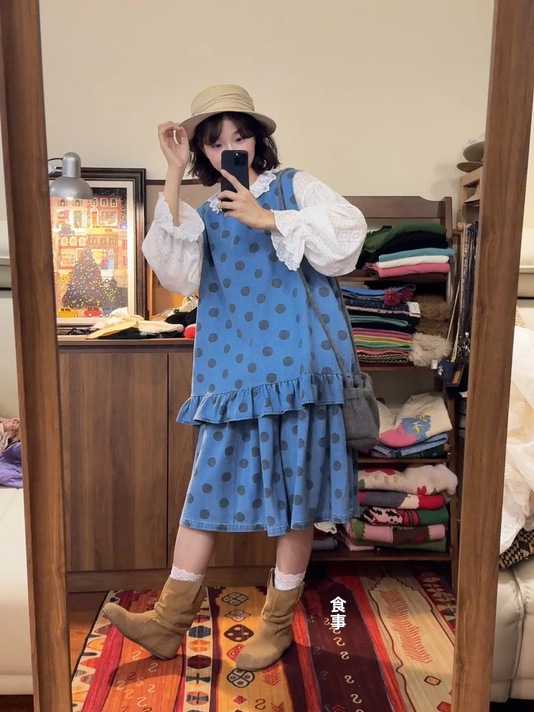 

Женский джинсовый укороченный топ RXRan в японском ретро-стиле с цветными блоками, свободного кроя, с круглым вырезом, с рюшами и принтом в горошек, для многослойных образов