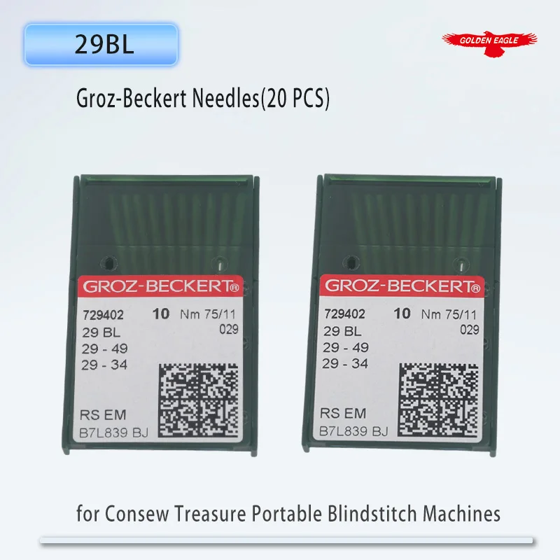 20 PCS Groz-Beckert 29 BL / 29-49 / 29-34 / LWX2T / LWX6T Curve Needles Fit Consew, Treasure Portable Blindstitch Machines - view 2