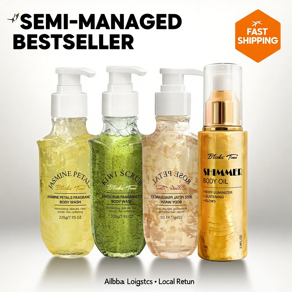 

Blithe Time 675ML Petal Fragrance Shower Gel+ 80ML Shimmer Oil Rich Foam Smoothing Lasting Aroma Long Hydrate Moisturizing