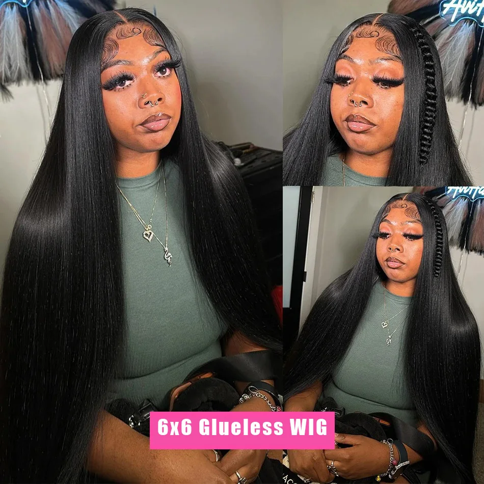 200 الكثافة العظام مستقيم 6x6 5x5 HD شفافة غلويليس الدانتيل إغلاق الباروكات شعر الإنسان بيرو شعر مستعار ريمي للنساء