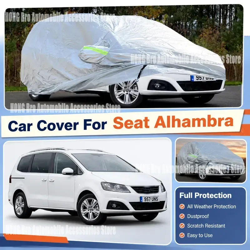 For Seat Alhambra 1996-2025 Full Car Cover Windproof Sun Proof Rain Snow Dust Prevent MPV Vehicle Protection Outdoor
