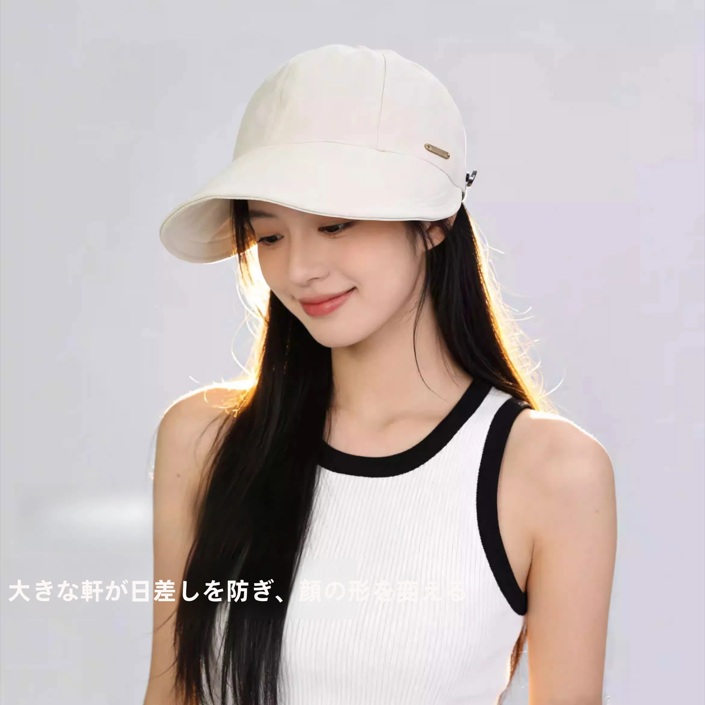 2026年新作-夏用-薄型-レディース帽子-uvカット-日よけ-大きめサイズ-折りたたみ式-丸型トップ-サンハット-若者向け