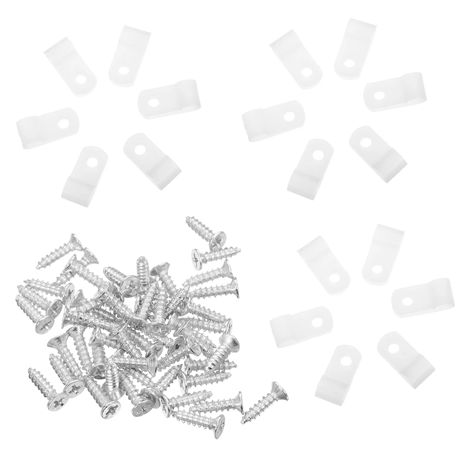 1Set White Nylon R-Type Cable Clips Reusable Screw Mount Cable Clamps Secure Multi Wire Fixation for Server Racks Industrial