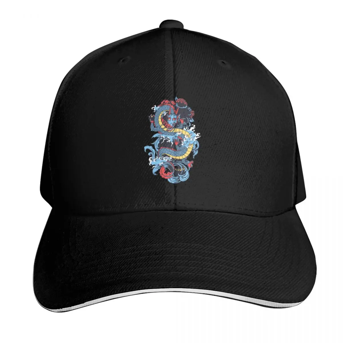 Robotic Dragon Stickers | Cool Hand Drawn Dragon with Waves | Baseball Cap birthday |-F-| foam party Hat Boy Child Women's