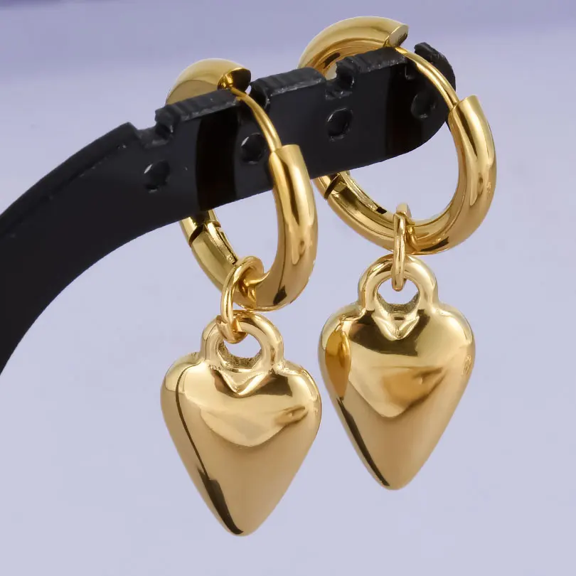 Echt vergoldet Mode Kpop Piercing Schmuck Mädchen Schleife Blume Herz Anhänger Ohrring Edelstahl Creolen für Frauen – Detail 18