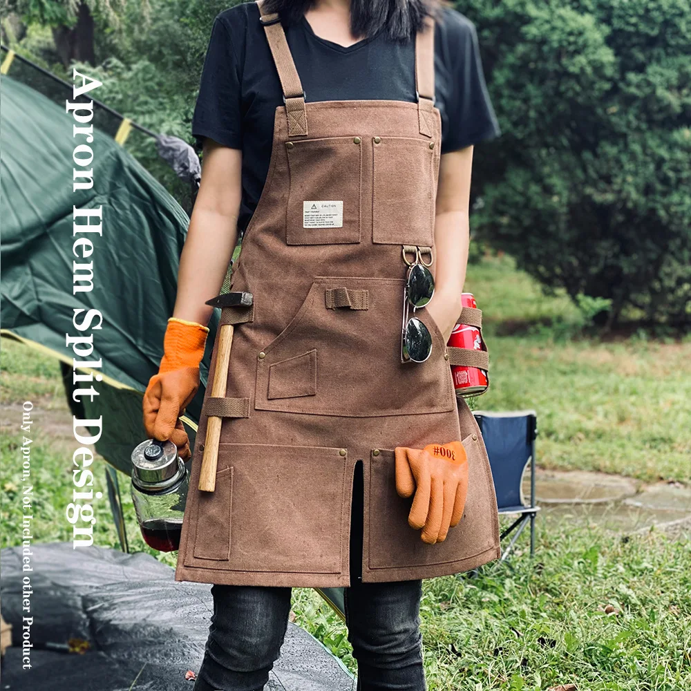 Outdoor Heavy Duty Apron Multi-functional Pocket Hairdresser Woodworking Overalls Repair Machinist Tools Waterproof Long Apron