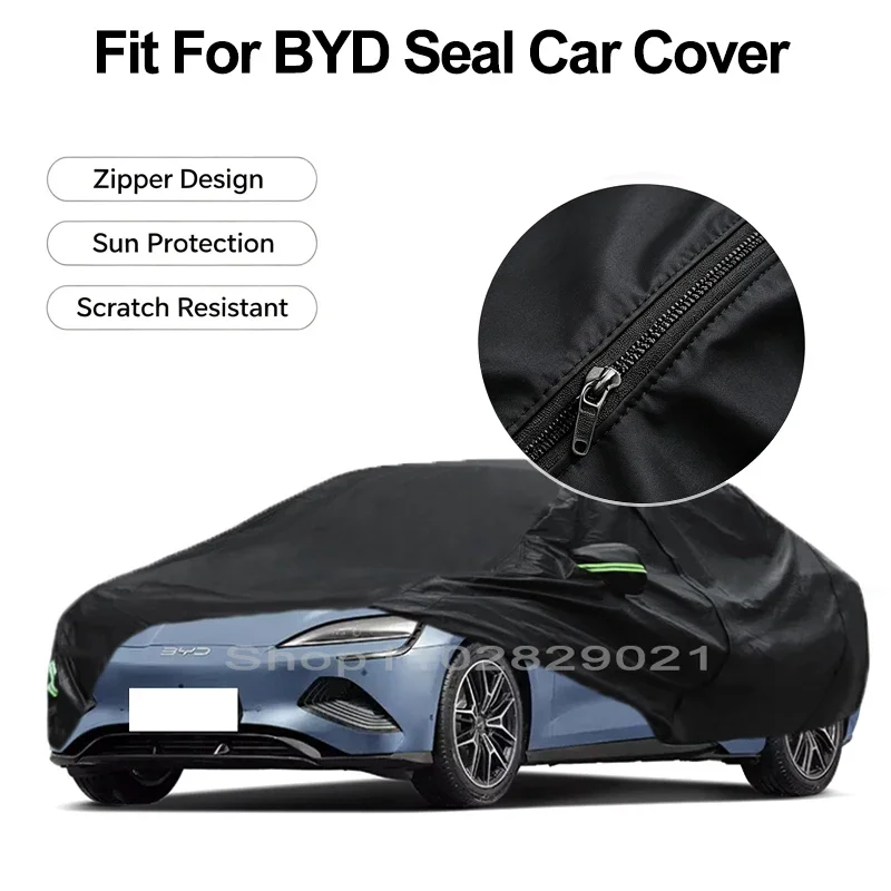 Zipper Door Waterproof Car Cover For BYD Seal Windproof Dustproof UV Protection All Weather Auto Protector