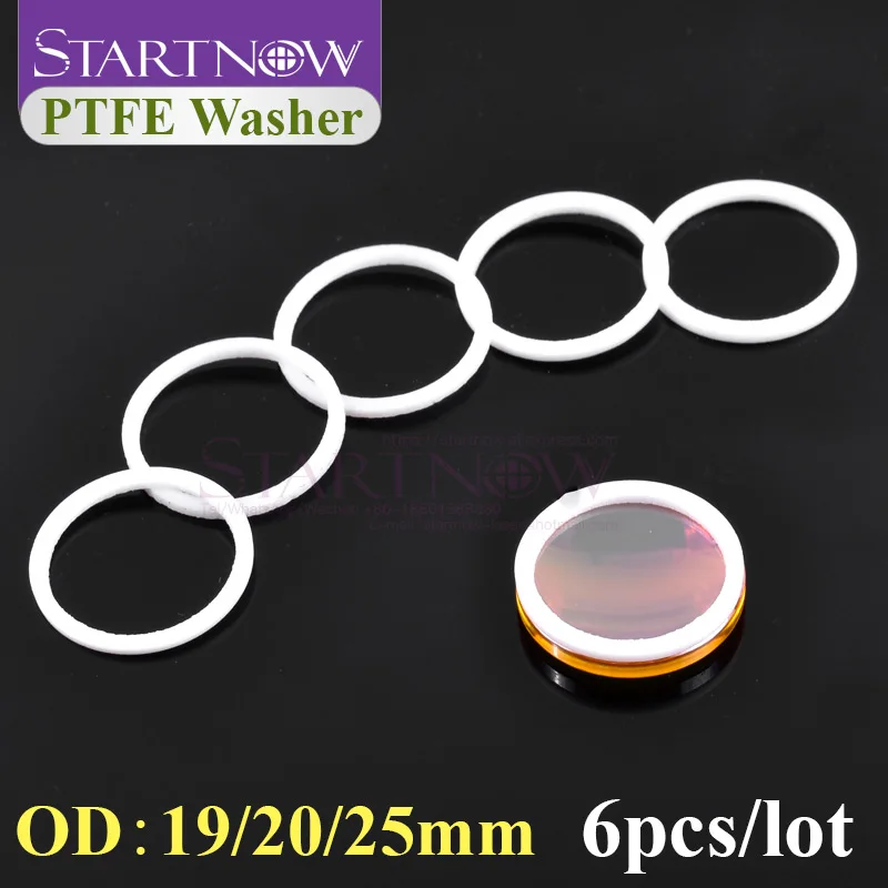 Startnow 6pcs/lot PTFE Washer Dia.18/19.05/20/25.4mm Gasket Anti-slip For Protect Co2 Laser Focus Lens Engraving Cutting Machine