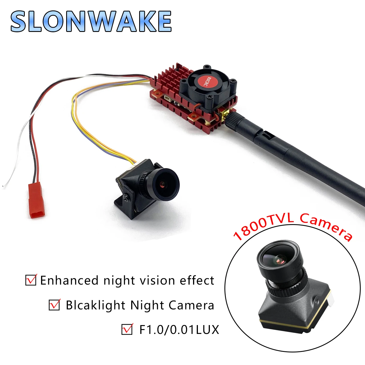 

SLONWAKE 5.8g 2W transmitter, fpv 1800TVL camera 3-inch Monitor transceiver suit is suitable for the UAV remote control car