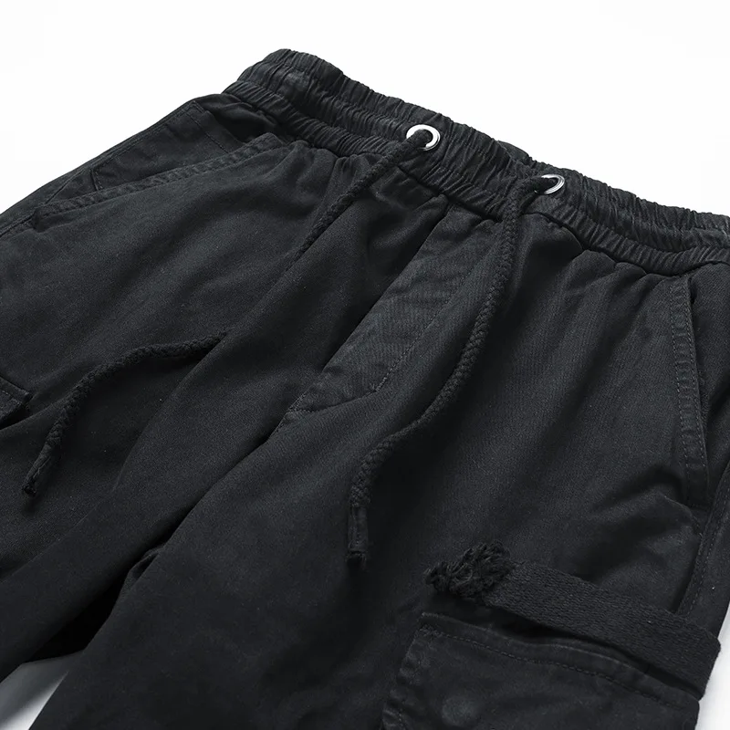 2025 Men's Autumn Thickened Pure Cotton Workwear Cargo Pants Slim Fit Tapered Streetwear Hip Hop Washed Casual Trousers