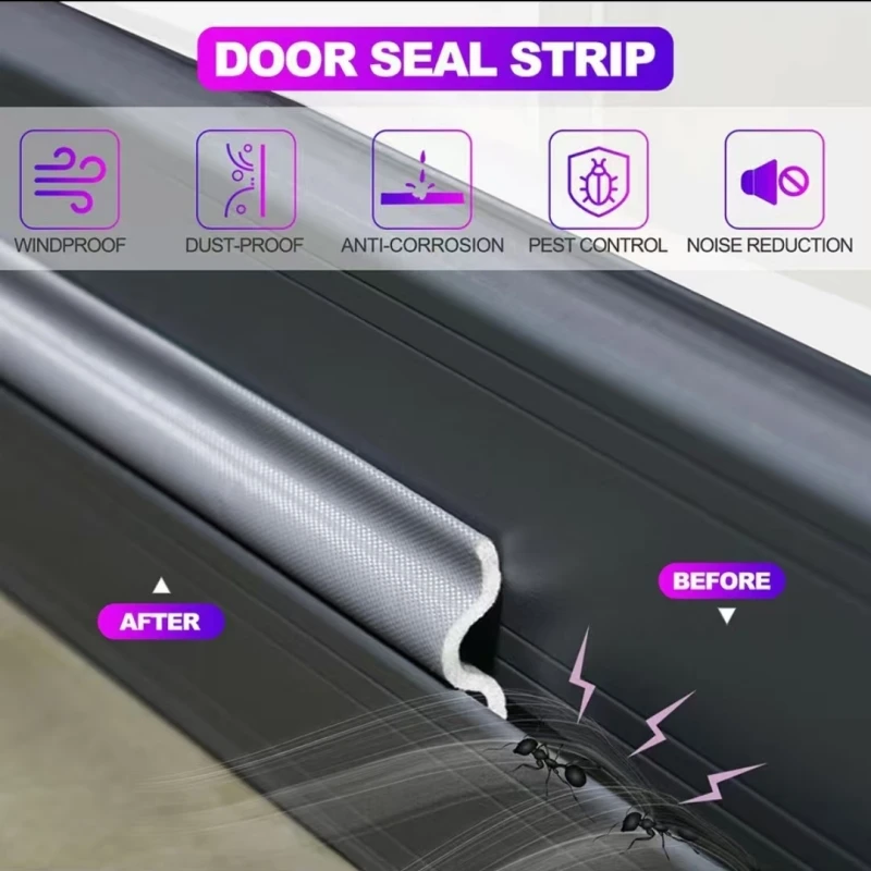 2M 4M 8M Sliding Type Window Sealing Strip Door and Window Seam Windproof Sound Insulation Self-adhesive Sealing Strip U type