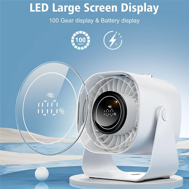 مروحة مكتب للأجزاء المنزلية، مروحة محمولة هادئة، مروحة توزيع هواء 5000 مللي أمبير في الساعة مع 100 سرعة 220 ° إمالة قابلة للتعديل، طاولة عرض رقمية