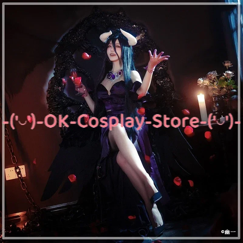 Anime OVERLORD-Albedo Cosplay Costume para Mulheres, Vestido de Noite Sexy, Fato De Festa Bonito, Uniformes De Carnaval De Halloween, Custom Made