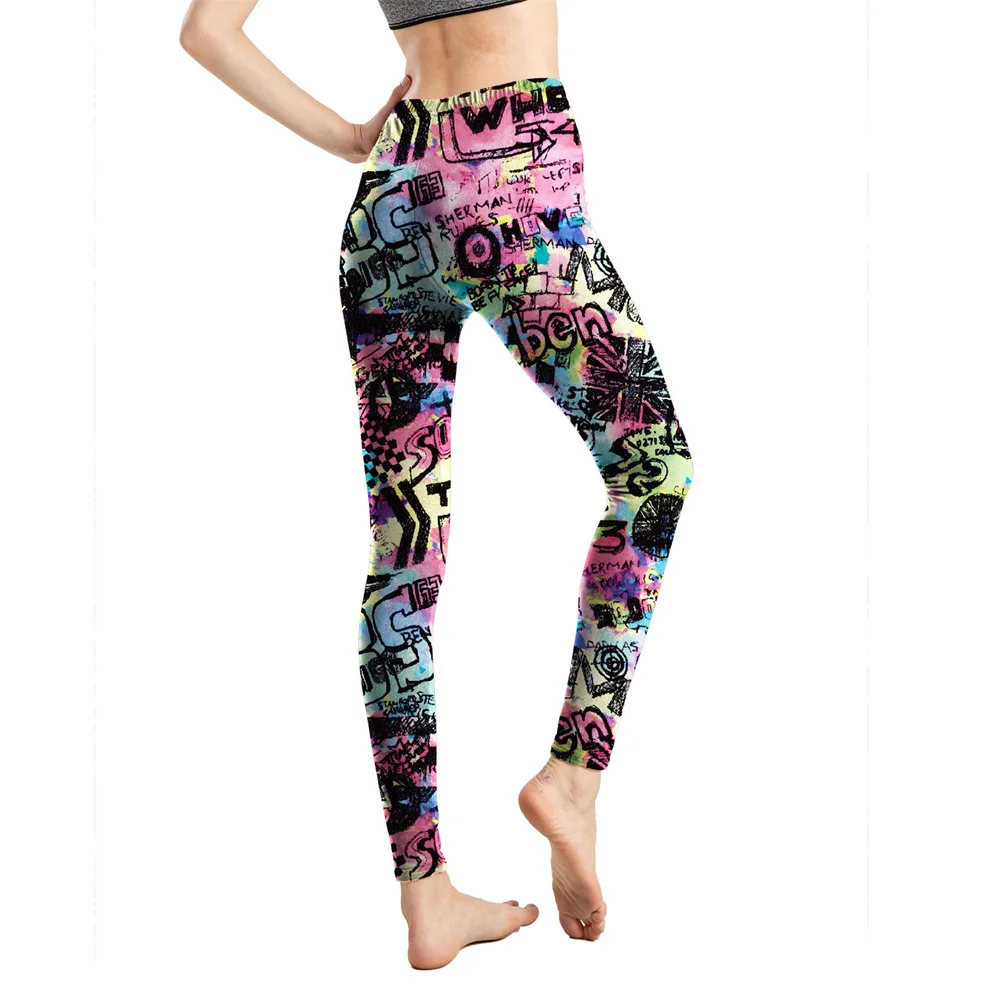 Doiaeskv Leggings Vrouwen Kleurrijke Digitale Print Sexy Leggings Stretch Workout Push-Up Broek Fitness Broek Been Warmer