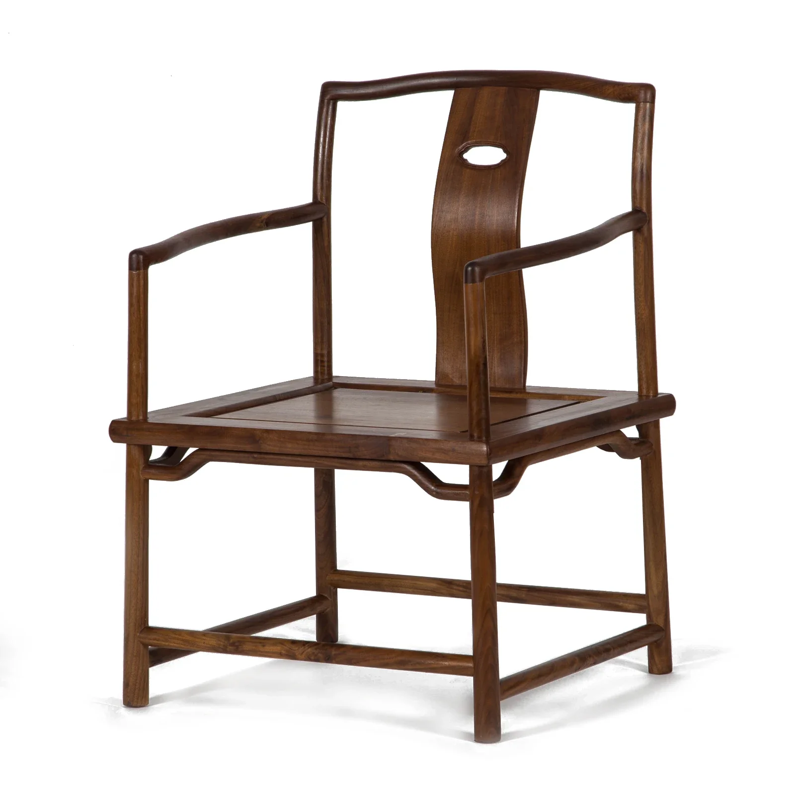 

Black walnut official hat chair three-piece set old elm tea solid wood guest chair dining