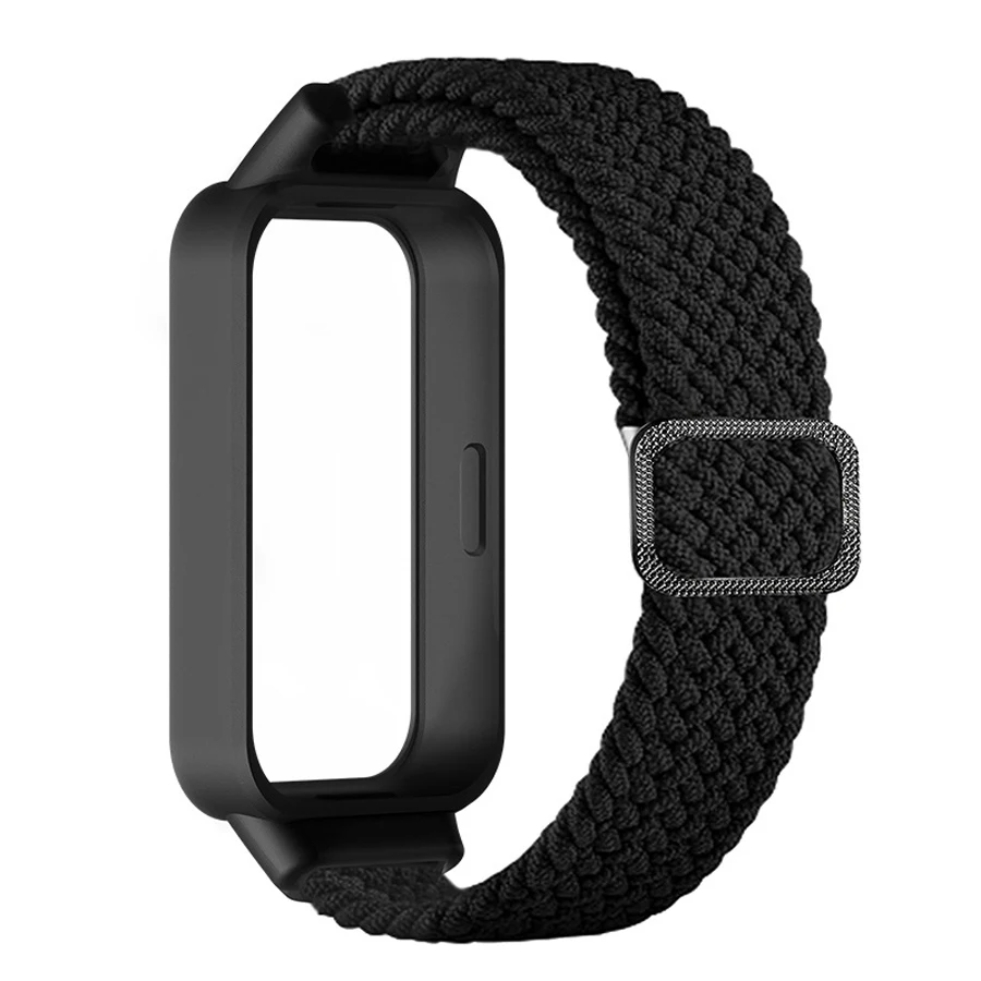 Case + nylon gevlochten band voor Redmi Band 3 voor Xiaomi Band 9 Actieve metalen gesp Band Correa Horlogebanden Armband