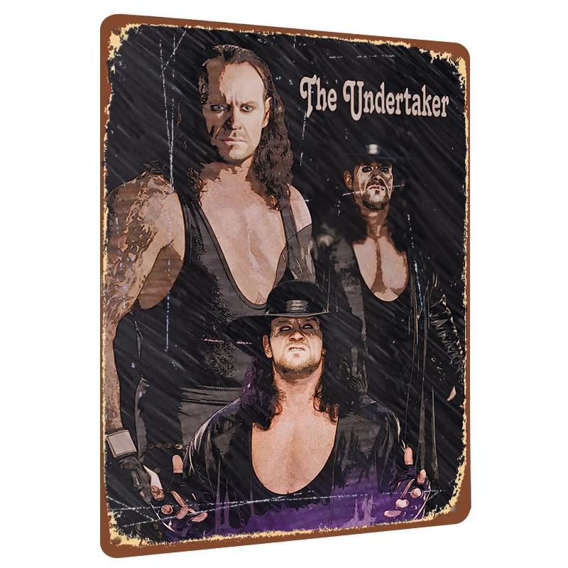 The Undertaker Wrestling Legend Portrait Metal Wall Art Decor for Home Office Man Cave Collection Gift