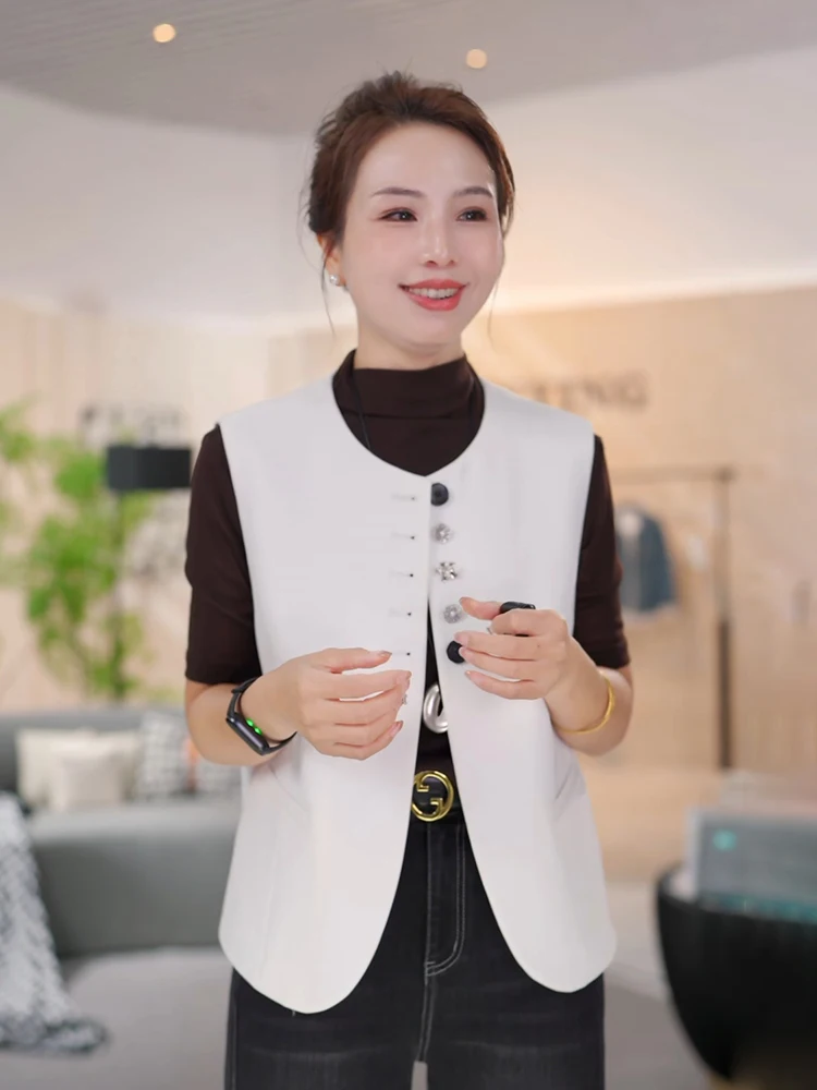 

Ретро-жилетка женская повседневная на раннюю осень, тонкая, укороченная, на одной пуговице, модель SY7J022