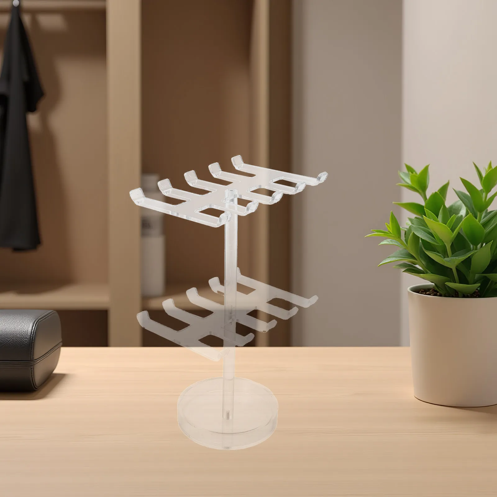 

2-Tier Transparent Acrylic Bracelet Display Stand Jewelry Organizer Rack for Necklaces Bangles Earrings Countertop Showcase