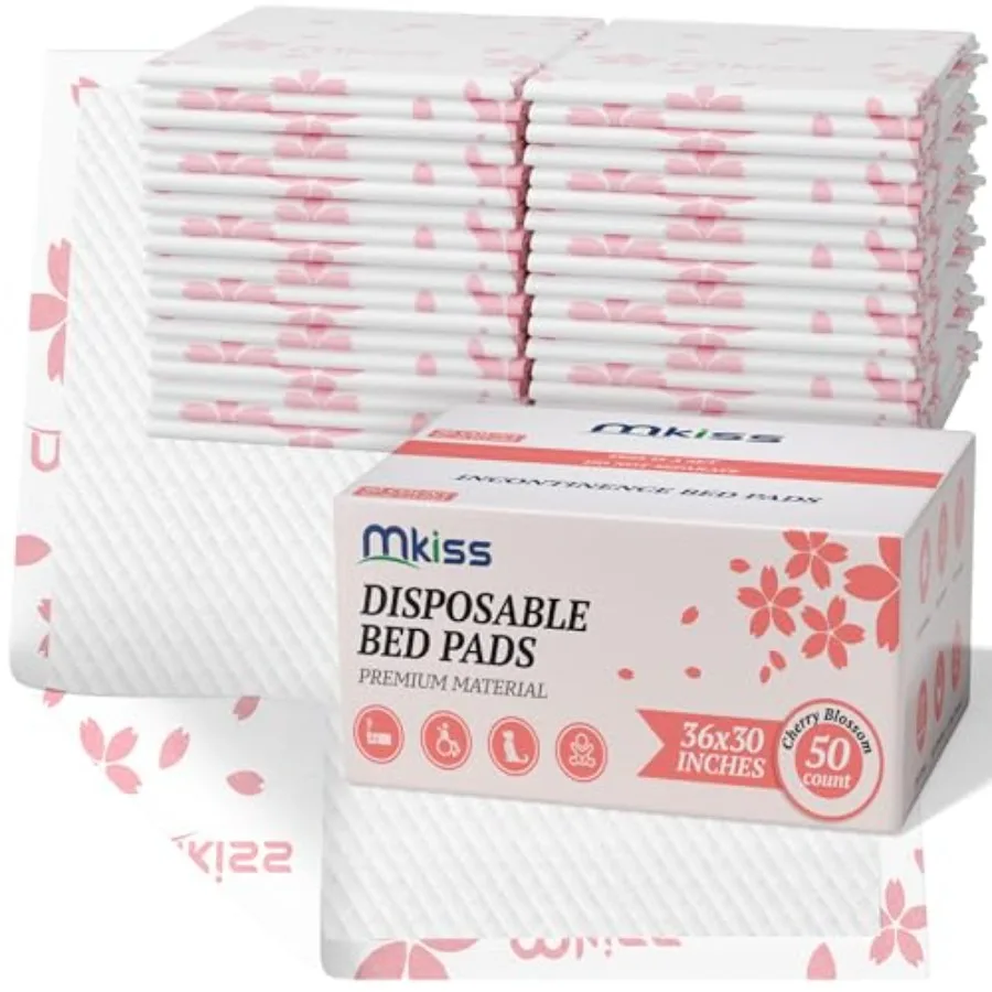 

MKISS Heavy Duty Incontinence Underpads 30 x 36 50 Count-Ultra Absorbent Disposable Bed Pads Tear-Resistant Chucks Pads for Adu