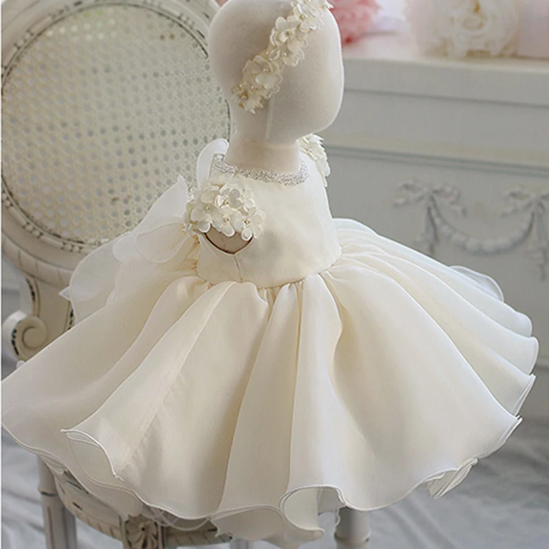 Baby Mädchen Kleid Spitze Perlen Appliques Taufe Kleid für Mädchen 1st Jahr Geburtstag Party Hochzeit Taufe Baby Infant Kleidung