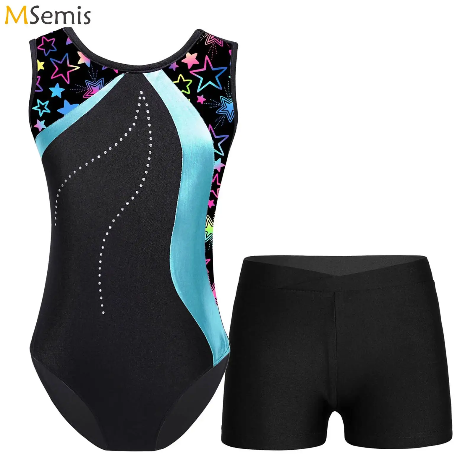 Kinderen Mouwloze Balletdans Outfits Kids Gymnastiek Maillots Jumpsuit Met Korte Broek Danskleding Sets Voor Meisjes Yoga Unitard