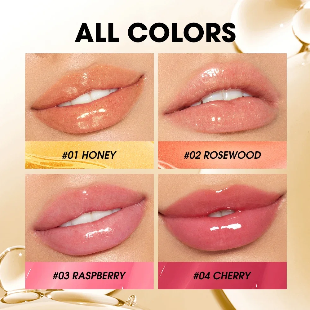 O.TWO.O คริสตัล Lip Plumper GLOSS Lip Oil แต่งหน้า Moisturizing Non-Sticky เซ็กซี่น้ํา Glitter Primer Tint Lip Balm Care แต่งหน้า