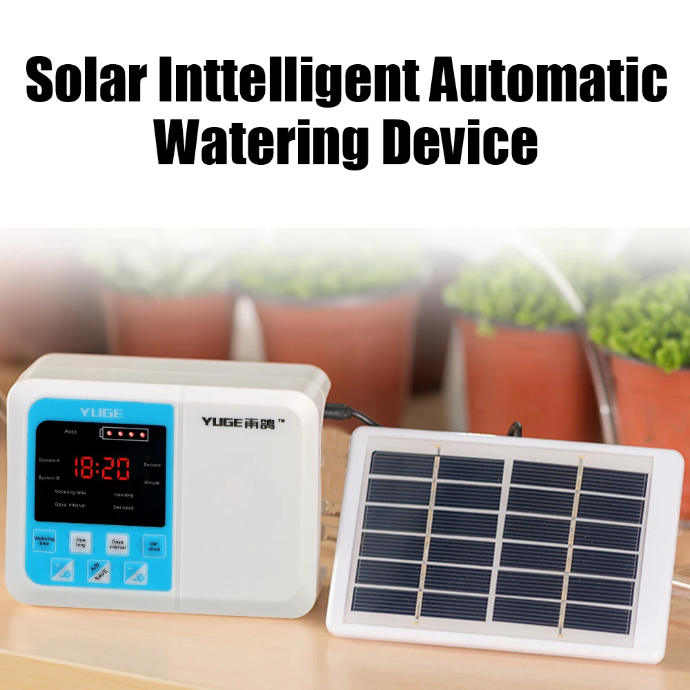 

Timer System Automatic Intelligent Watering Device for Plants Solar Energy Double Pump Controller Garden Drip Irrigation Device